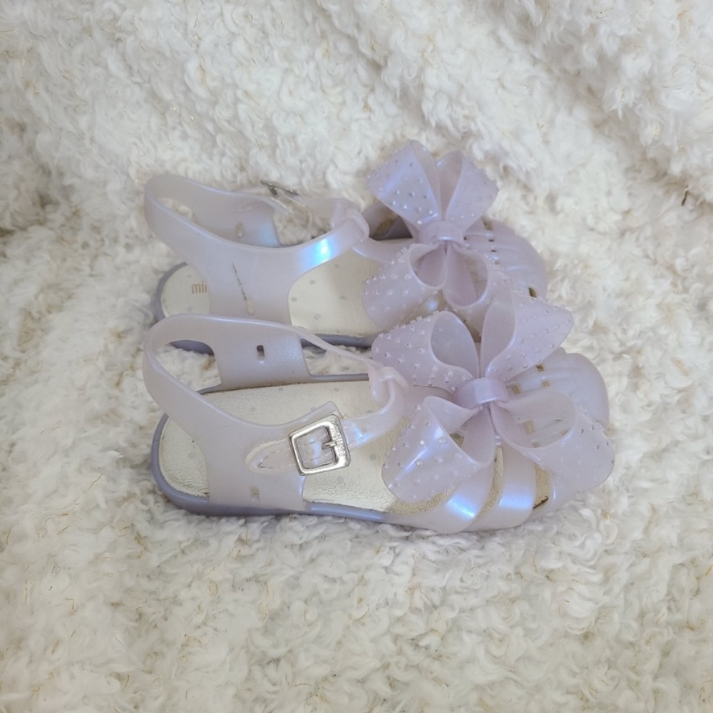 Mini Melissa Iridescent Bow Sandals sz 10